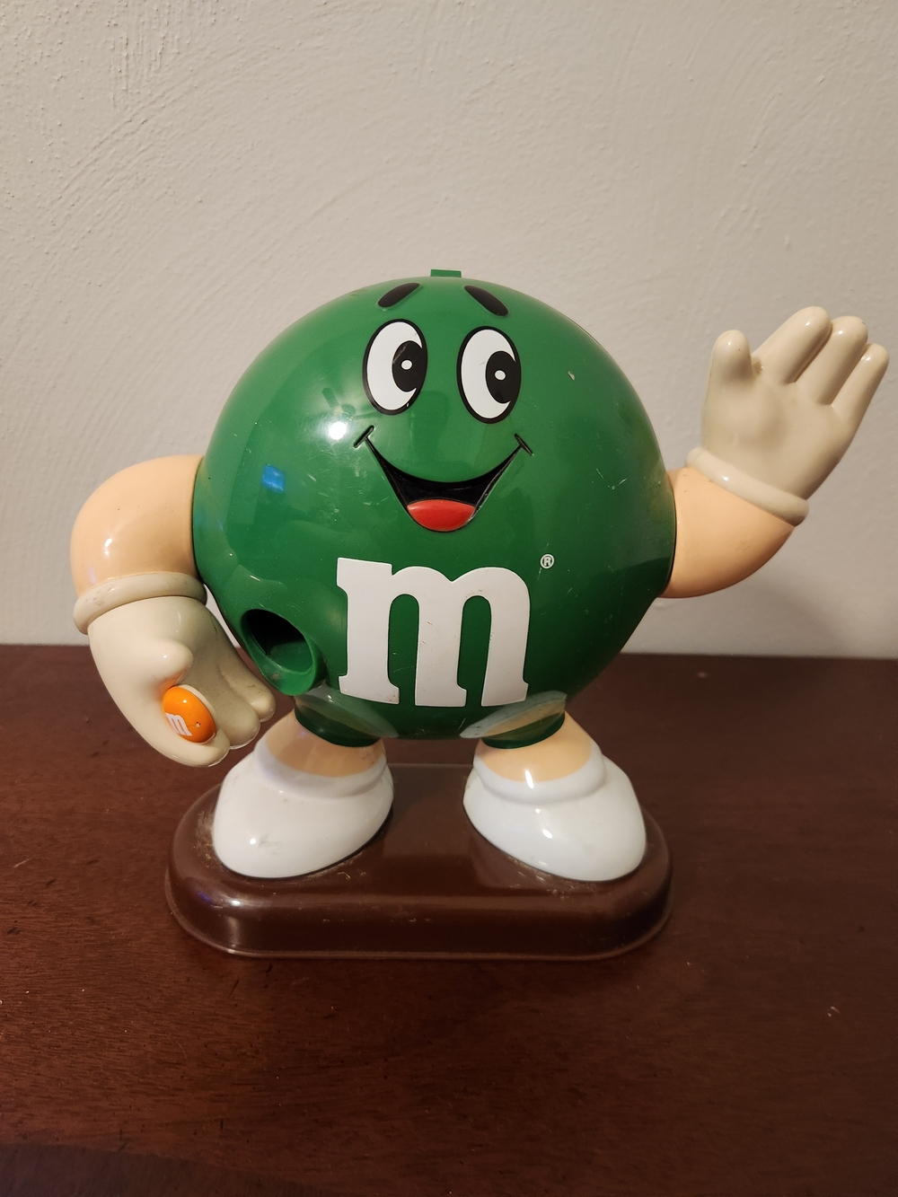 Vintage Green M&M's Character Waving Mars Candy Dispenser